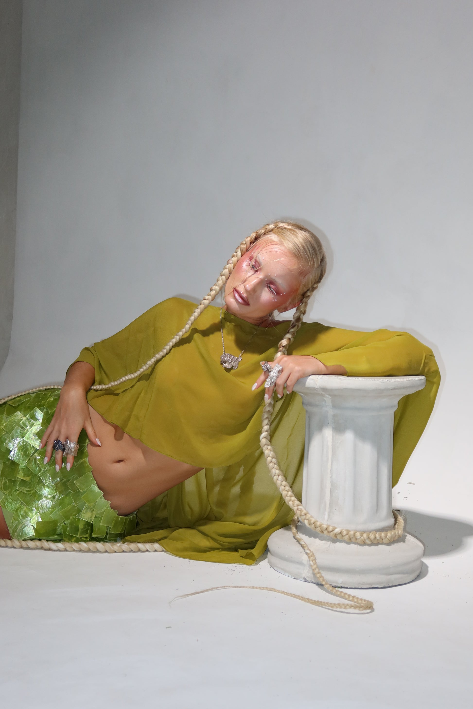 Sirena Verde Silk Chiffon Cape
