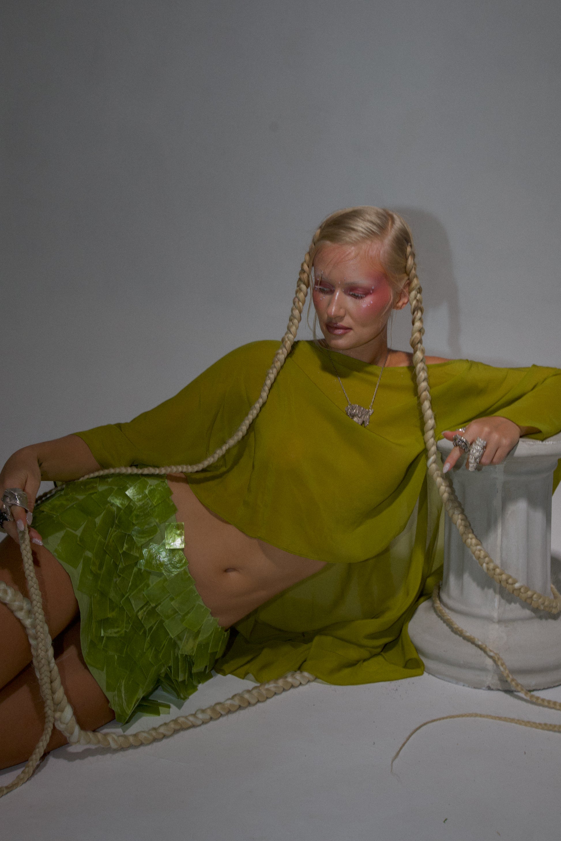 Sirena Verde Silk Chiffon Cape