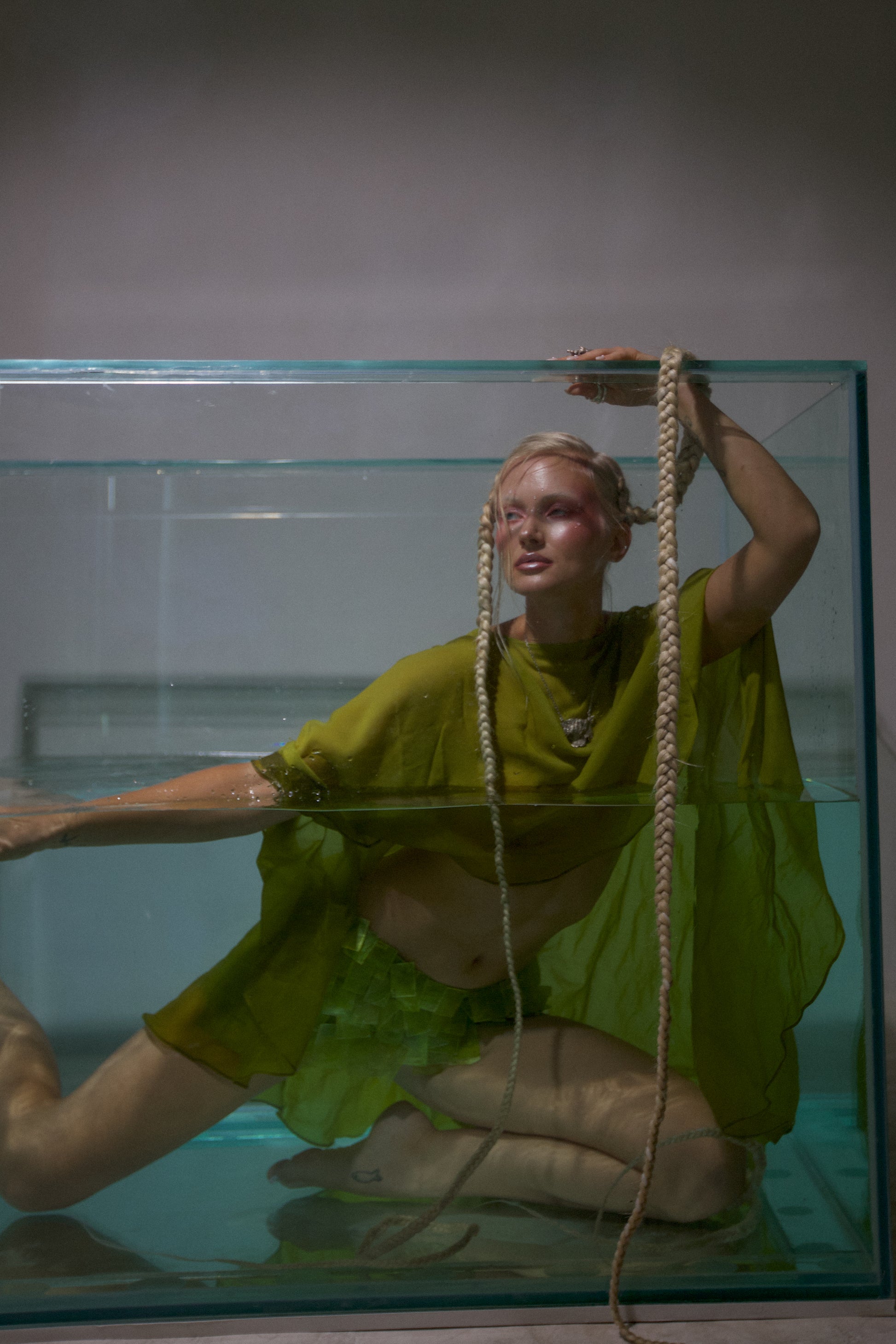 Sirena Verde Silk Chiffon Cape