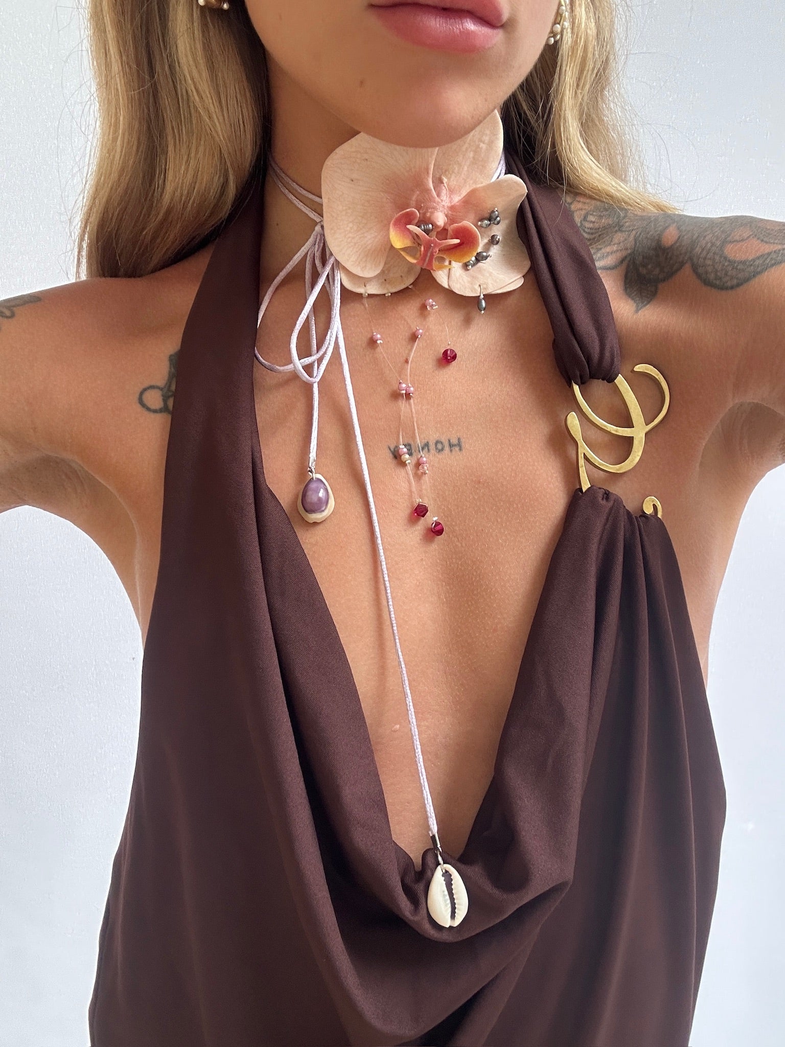 Orchids Delight Genuine Pearl Necklaces