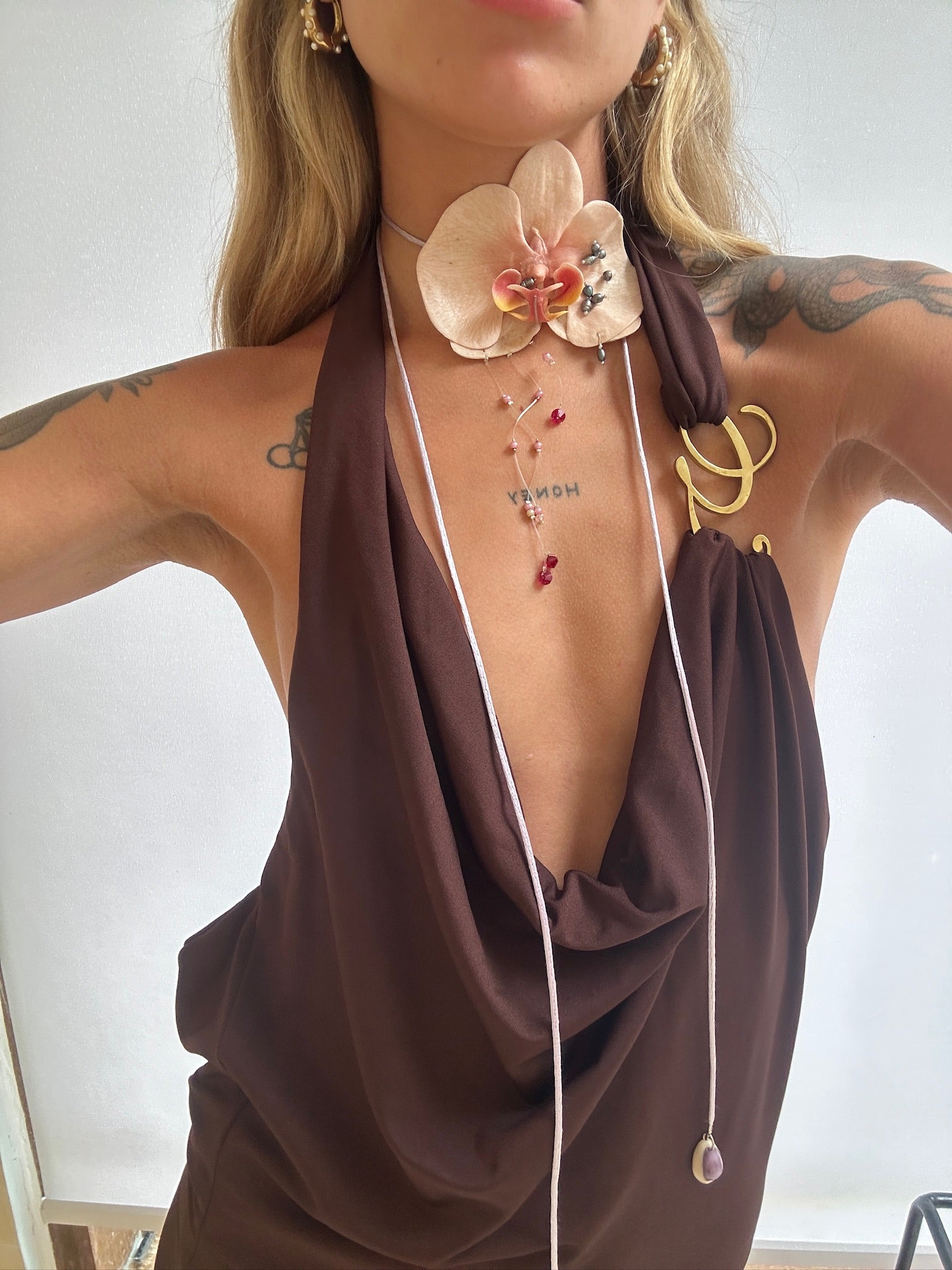 Orchids Delight Genuine Pearl Necklaces