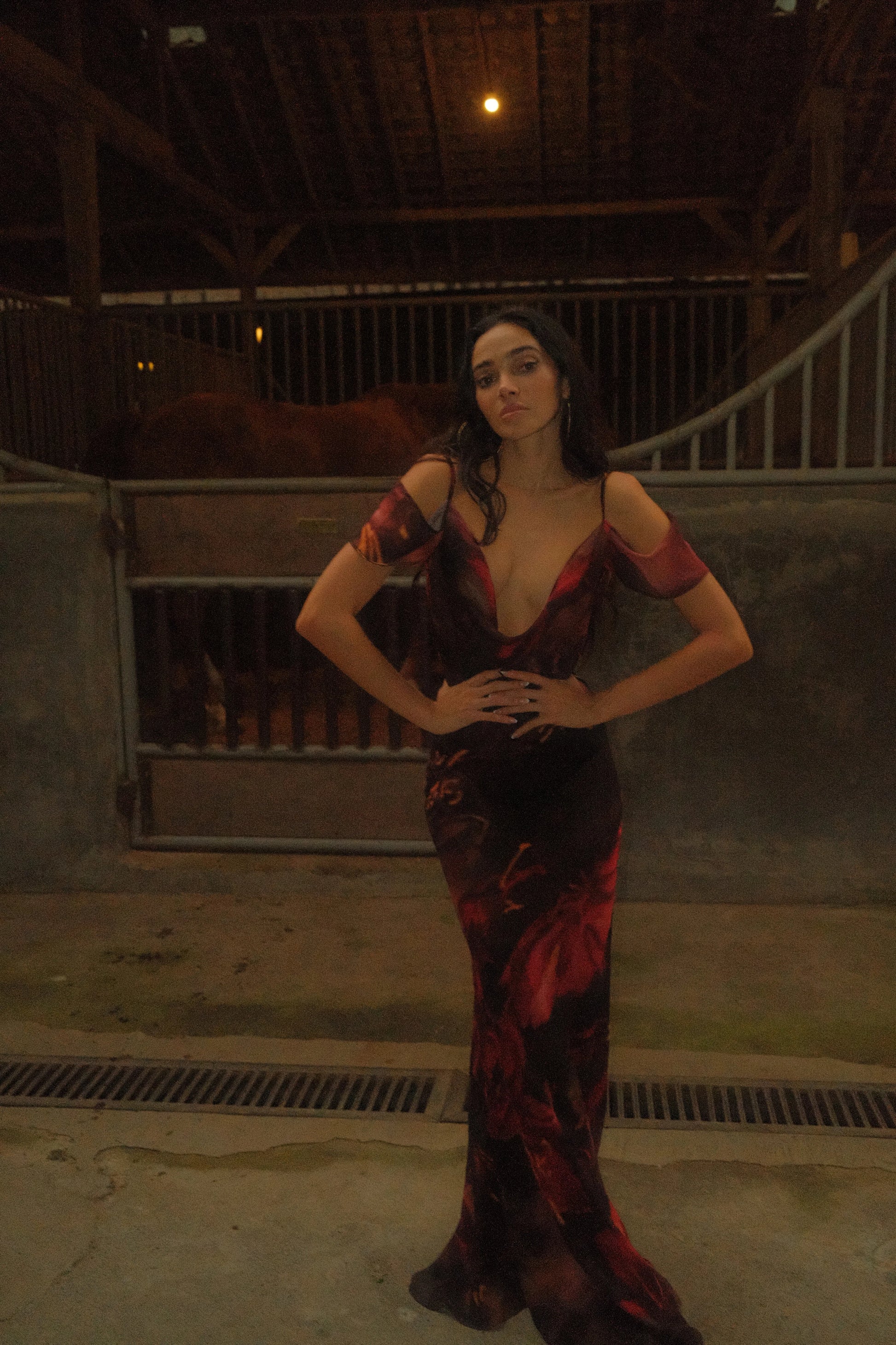 Red Lily Of The Valley Silk Dress
