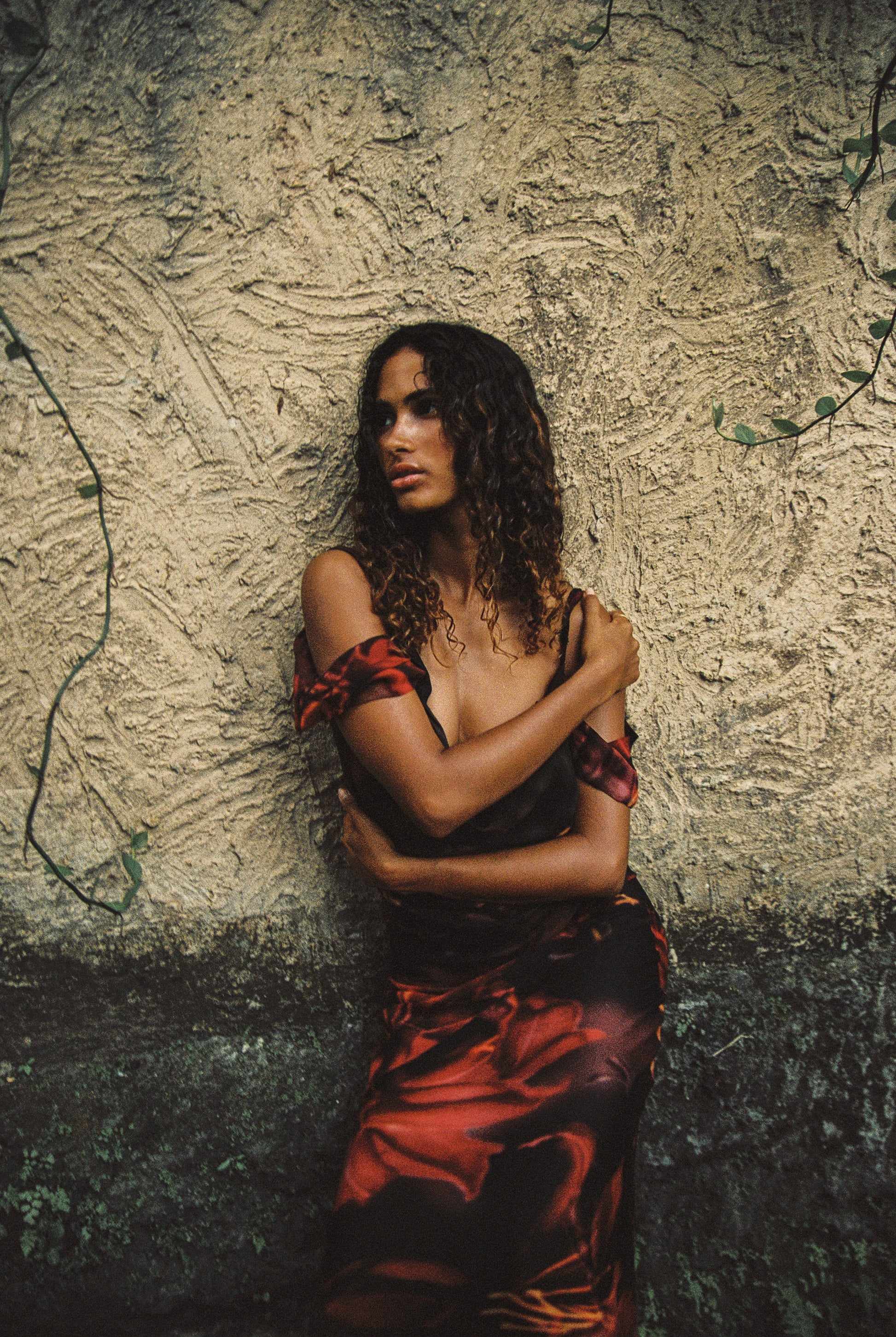 Red Lily Of The Valley Silk Dress