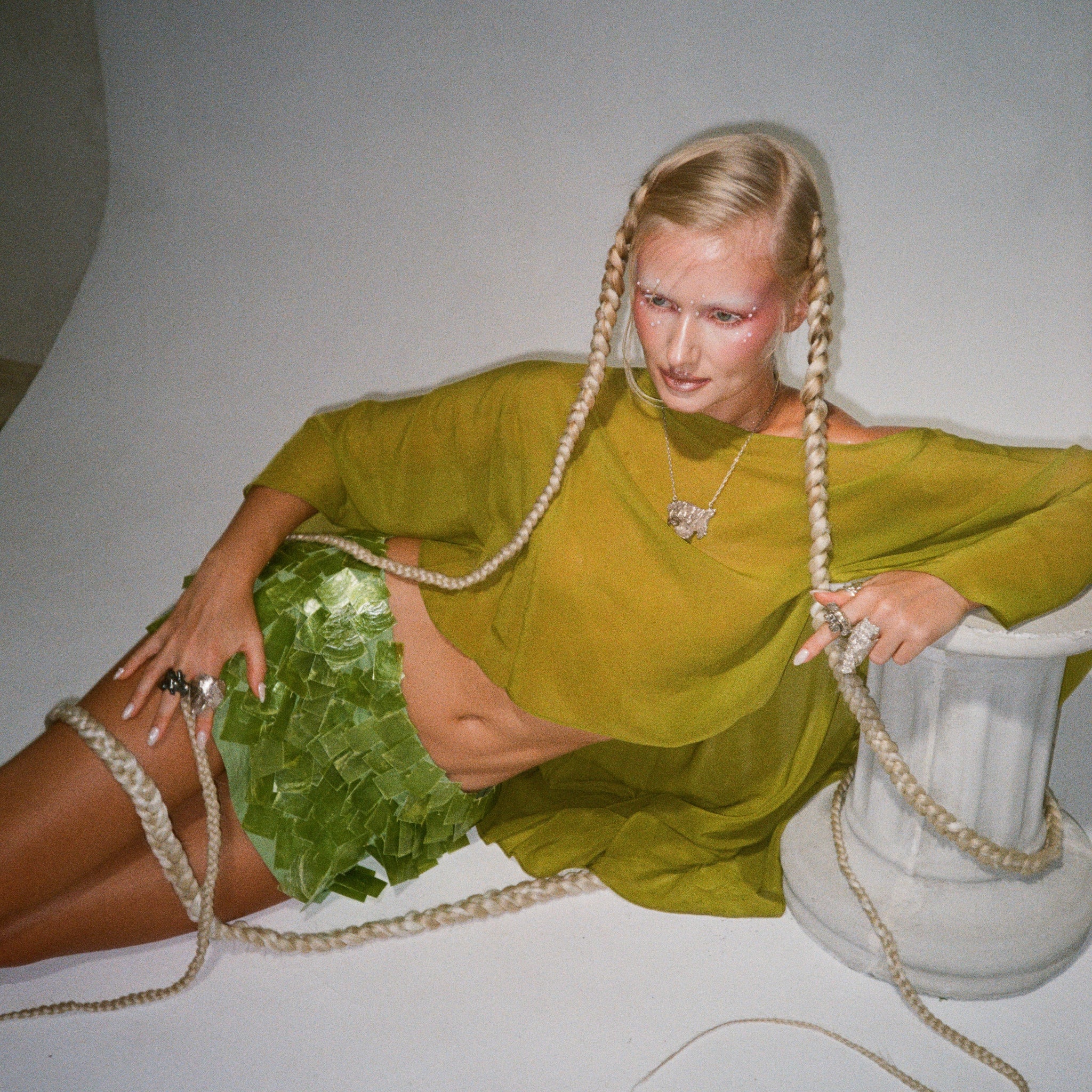 Sirena Verde Silk Chiffon Cape