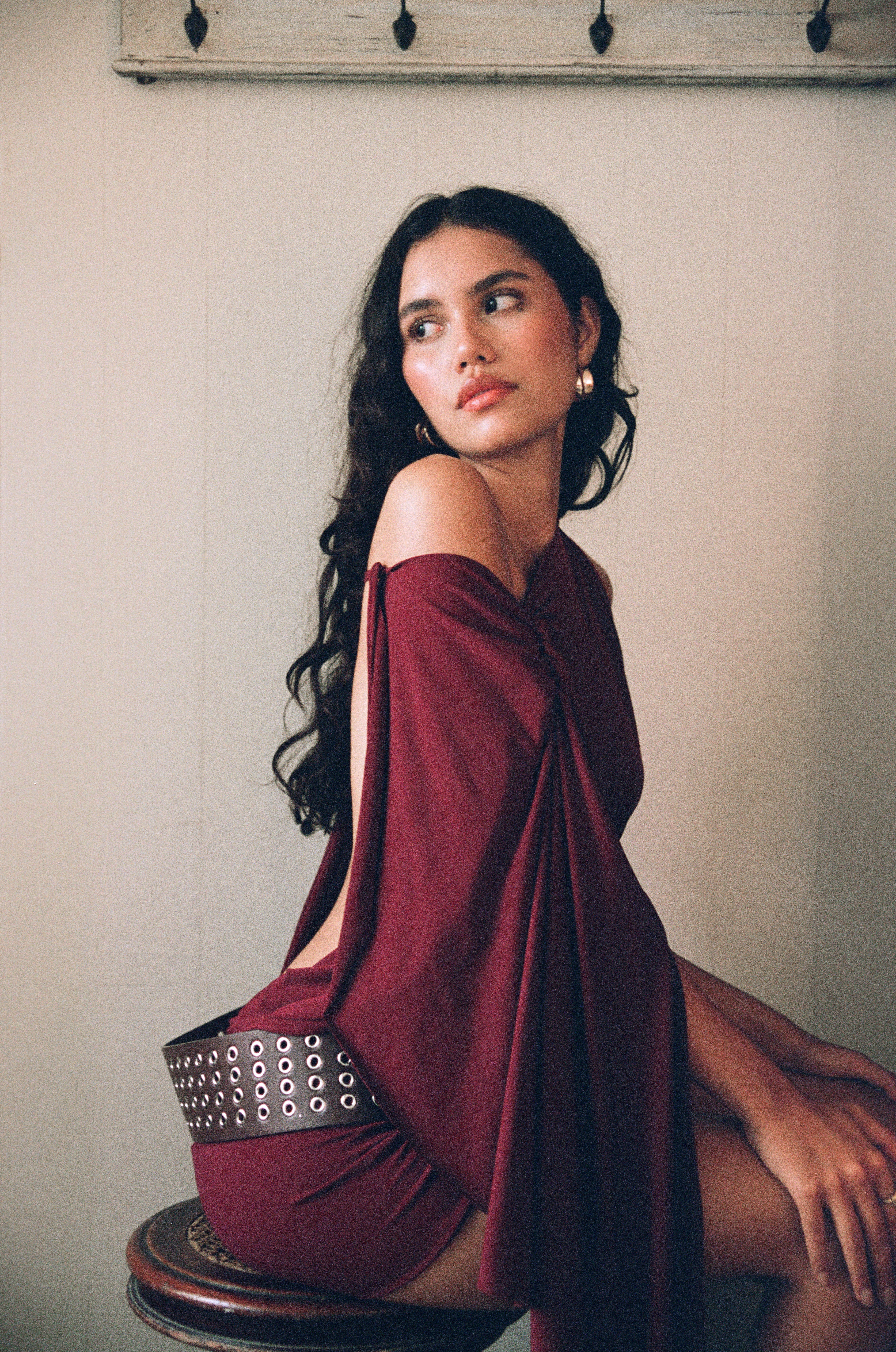 Cindys Slinky Swarovski Cherry Wine Mini Dress