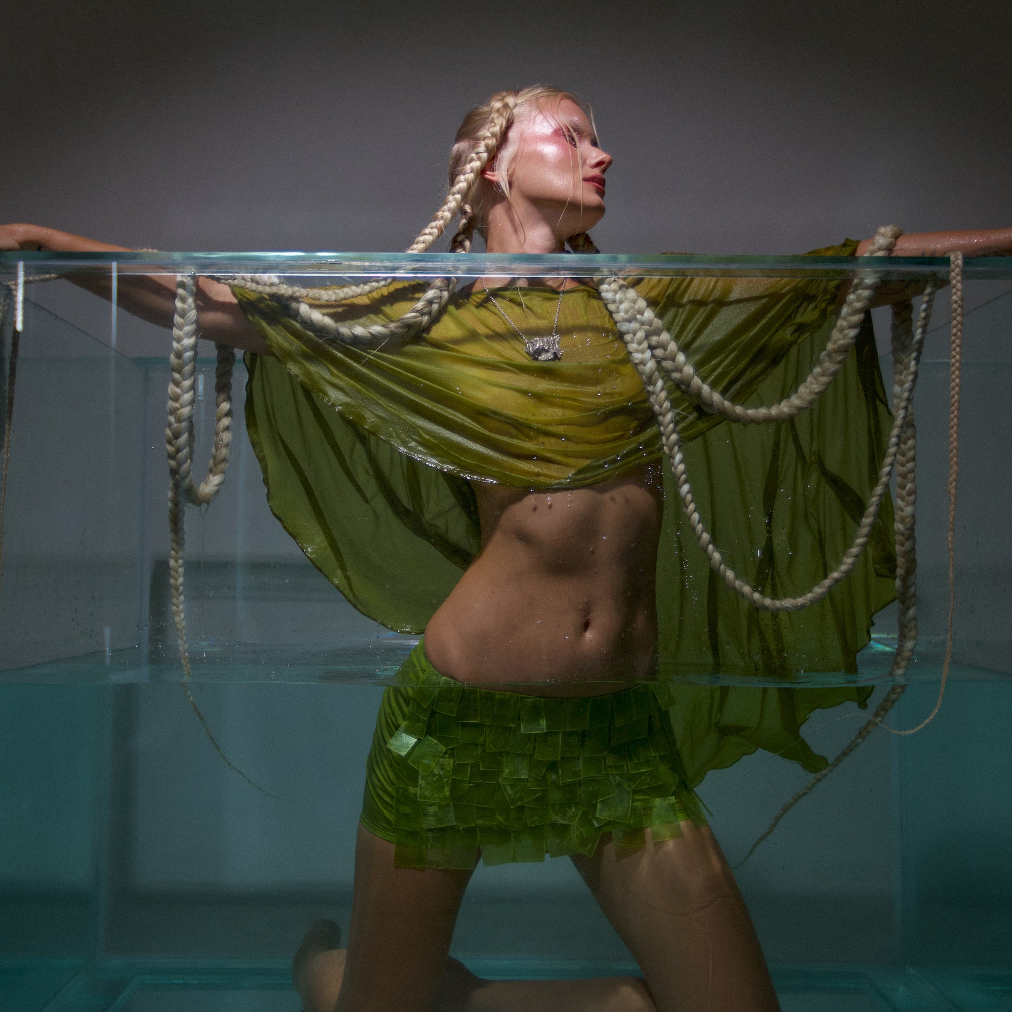 Sirena Verde Silk Chiffon Cape