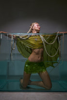 Sirena Verde Silk Chiffon Cape