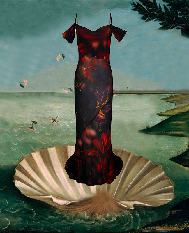 Red Lily Of The Valley Silk Dress