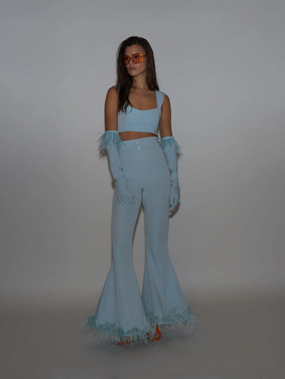 Go Your Own Way Co Ord Crop - Baby Blue