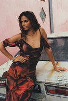 Red Lily Of The Valley Silk Dress